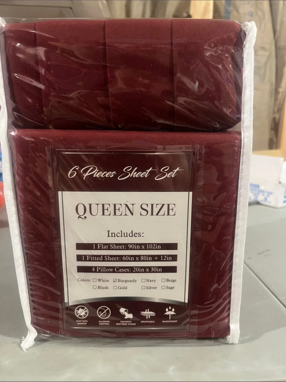 Queen Size Burgundy Sheet Set - Soft 6-Piece Bedding